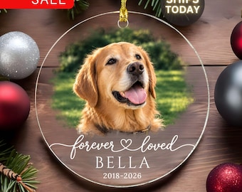 Pet Memorial Photo Ornament: Personalized Dog Sympathy Gift, Cat Loss