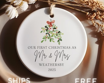 2026 Personalized Our First Christmas Married Ornament