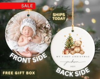 Personalized Baby Boy First Christmas Ornament | Photo Keepsake R241