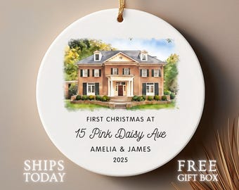 2026 Personalized New Home Ornament: Watercolor House, Christmas Gift