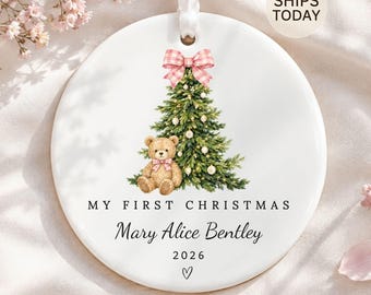 Baby Girl First Christmas Ornament, Baby's 1st Christmas Ornament, Custom Newborn Gift 2026