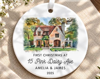 2026 Personalized New Home Ornament | Watercolor Photo Ornament | Realtors to Clients Christmas Gift