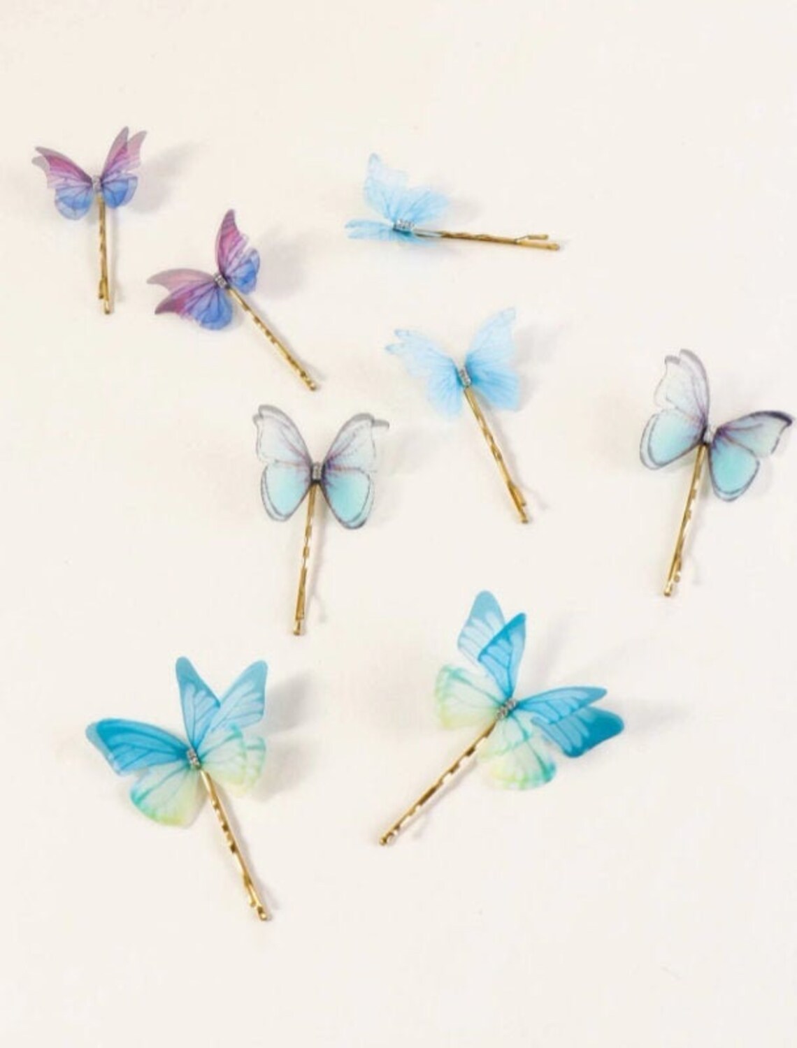 Set of 8 Colorful Butterfly Hair Pins Blue Hair Piece Etsy
