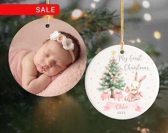 Baby Girl First Christmas Ornament 2025 | Personalized Newborn Photo Gift R260