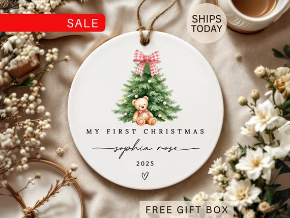 Personalized Baby Girl First Christmas Ornament 2025 | My First Christmas R234