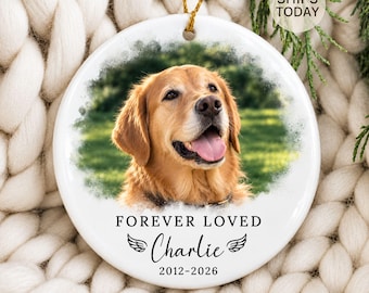 Personalized Pet Memorial Photo Ornament: Custom Dog Sympathy Gift, Loss Keepsake