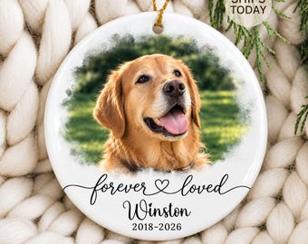 Personalized Pet Memorial Photo Ornament: Dog Sympathy Gift, Custom Pet Loss Keepsake
