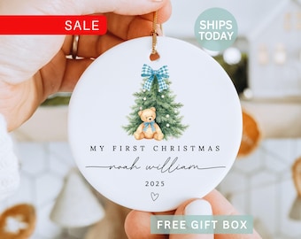 Personalized Baby's First Christmas Ornament | My 1st Xmas | Baby Boy Newborn Gift