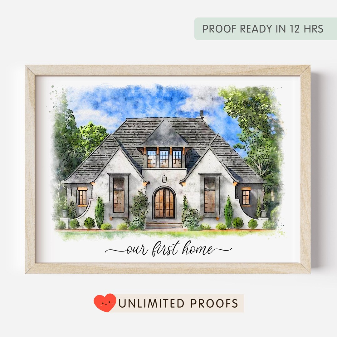Custom Watercolor House Portrait, New Home Gift - Etsy