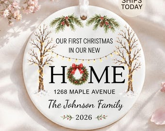 New Home Ornament, Personalized Our First Christmas in New Home 2026, Realtors to Clients Christmas Gift