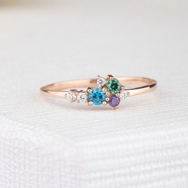 3 Birthstone Ring, Personalized Ring, Custom Ring, Mother's Jewelry, Handmade Jewelry, Birthstone Ring For Mothers, Dainty Stackable Ring