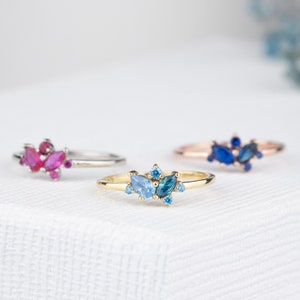 Drop & Marquise Birthstone Ring, Family Ring, Luxury Design Ring, Custom Ring, Personalized Gift, Valentines Gifts For Her, Mother&#39;s Gift