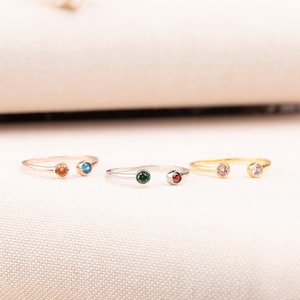 Double Birthstone Ring, Family Ring,  Mother Grandma Ring Gifts, Gold Silver Rosegold Custom Ring, Personalized Gift, Jewelry, Birthday