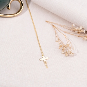 Cross Necklace, Name Cut Cross Necklace, Personalized Necklace, Custom Cross, Religious Necklace, Christmas Gift, Religious Jewelry