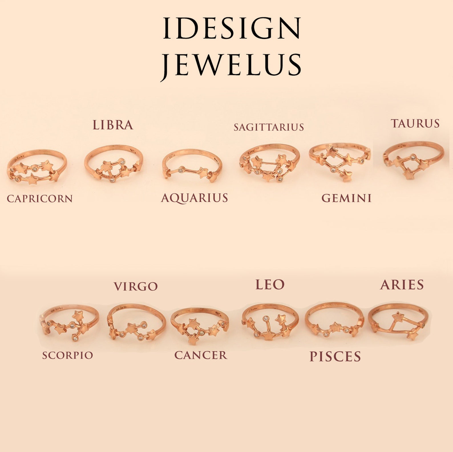 Zodiac Ring Diamond Zodiac Ring Astrology Ring Personalized Etsy UK