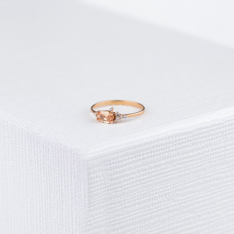 Minimal Birthstone Oval Ring Drop Stone Ring Mother Grandma | Etsy
