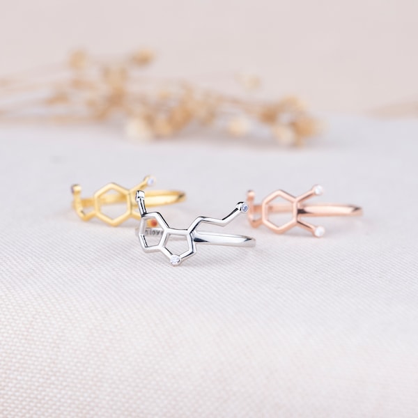 Serotonin Ring, Polypropylen Ring, zierliche Sterling Silber Ring, Diamant Ring, Ehering, Ring Geschenke, Gold Ring, personalisiertes Geschenk, Schmuck