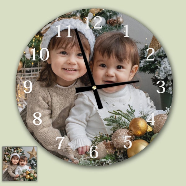 Custom Photo Wall Clock, Personalized Clock with Picture - Perfect for Birthdays, Weddings, Valentine's Day Gift, Family Portrait Printed
