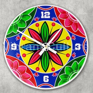 Wall clock, Flower shaped, Traditional, Pakistani - Indian Truck Art, Christmas gift, Stylish, Colorful