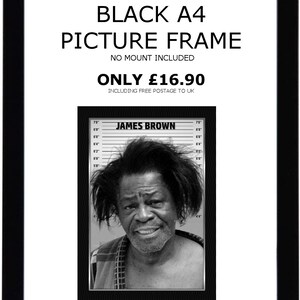 James Brown Celebrity Mugshots Photo Memorabilia Black Frame