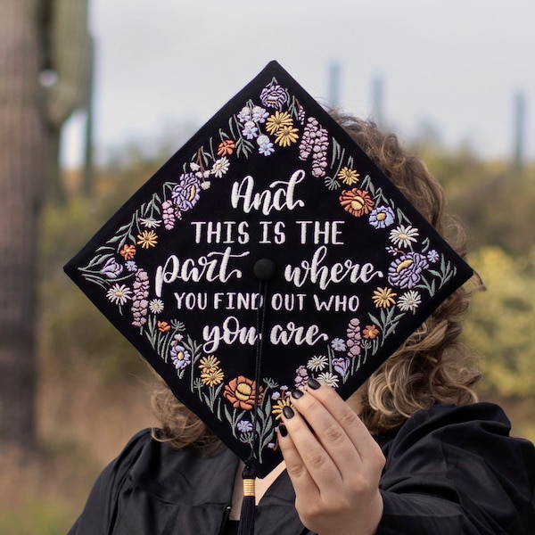 Embroidered Wildflower Graduation Cap Topper | Graduation Cap Topper | Graduation Gift | Embroidery | Wildflower Topper | Handmade