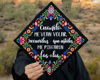 Embroidered Mexican Grad Cap Topper | Graduation Cap Topper | Grad Gift | Custom Embroidery | Latina | Colorful Mexican Grad Cap | Handmade