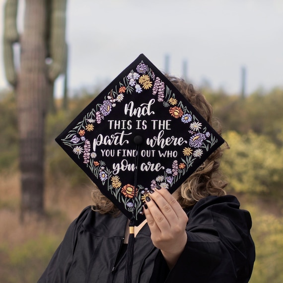 Custom Embroidered Graduation Cap Topper | Personalized Grad Cap Decoration  | Wildflowers - Etsy New Zealand