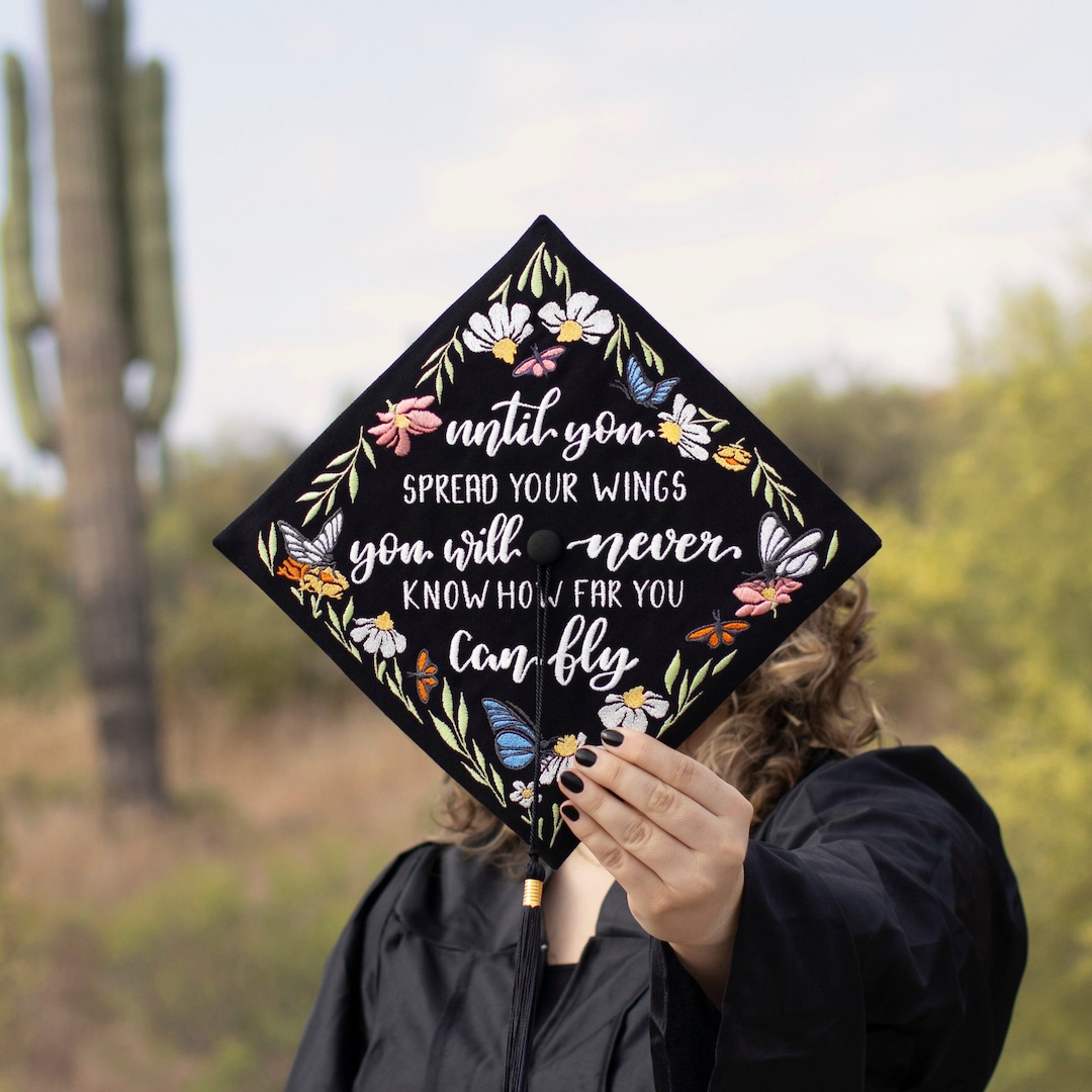 Custom Embroidered Graduation Cap Topper | Personalized Grad Cap ...