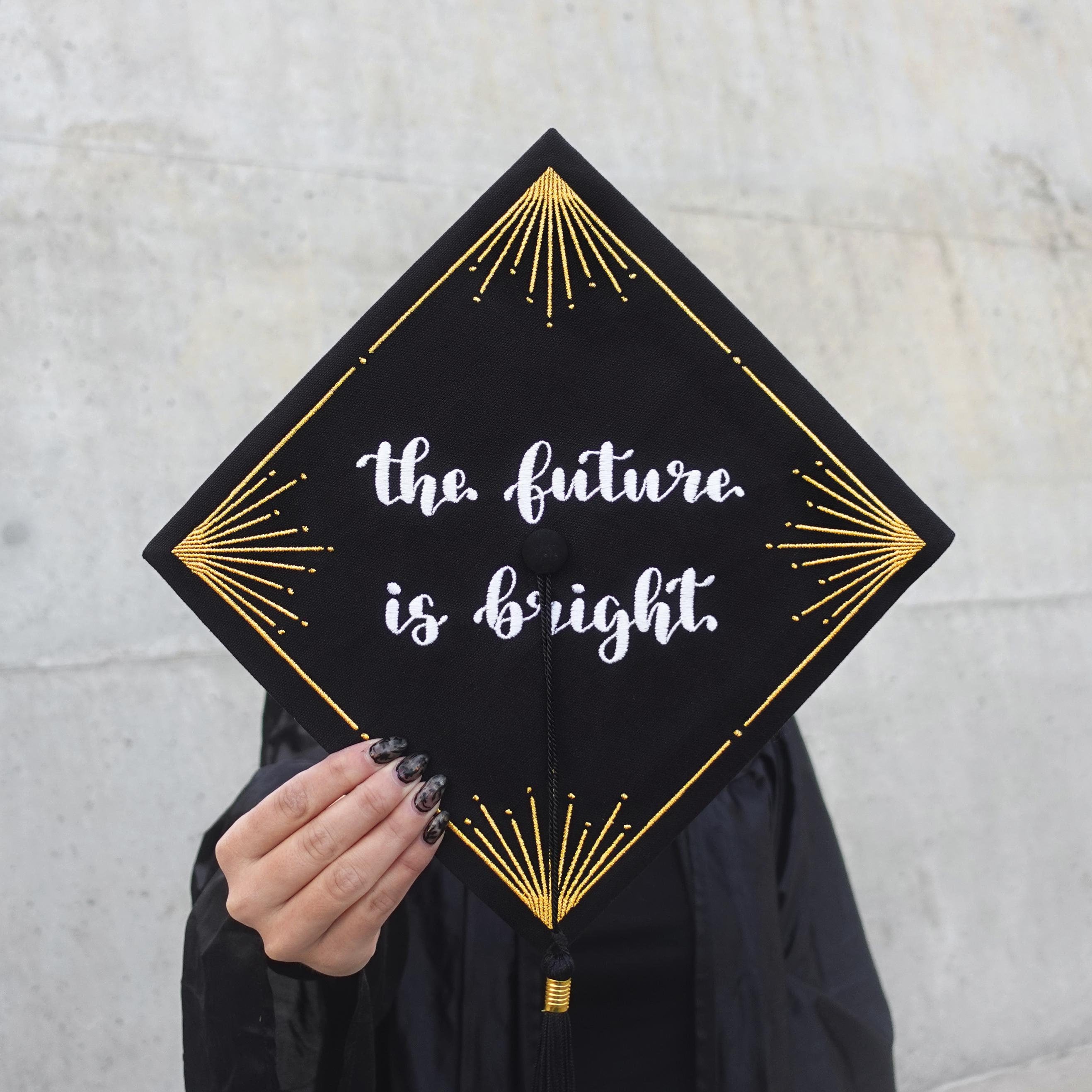 Graduation Thread Custom Embroidered Graduation Cap Topper | Personalized Grad Cap ...