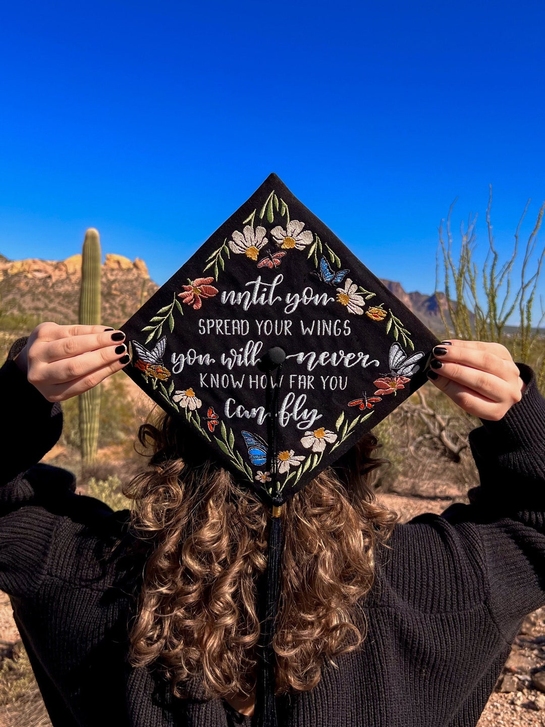 Embroidered Butterfly Graduation Cap Topper Graduation Cap Etsy