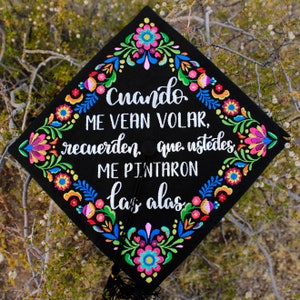 Embroidered Mexican Grad Cap Topper Graduation Cap Topper Grad Gift Custom Embroidery Latina Colorful Mexican Grad Cap Handmade image 4