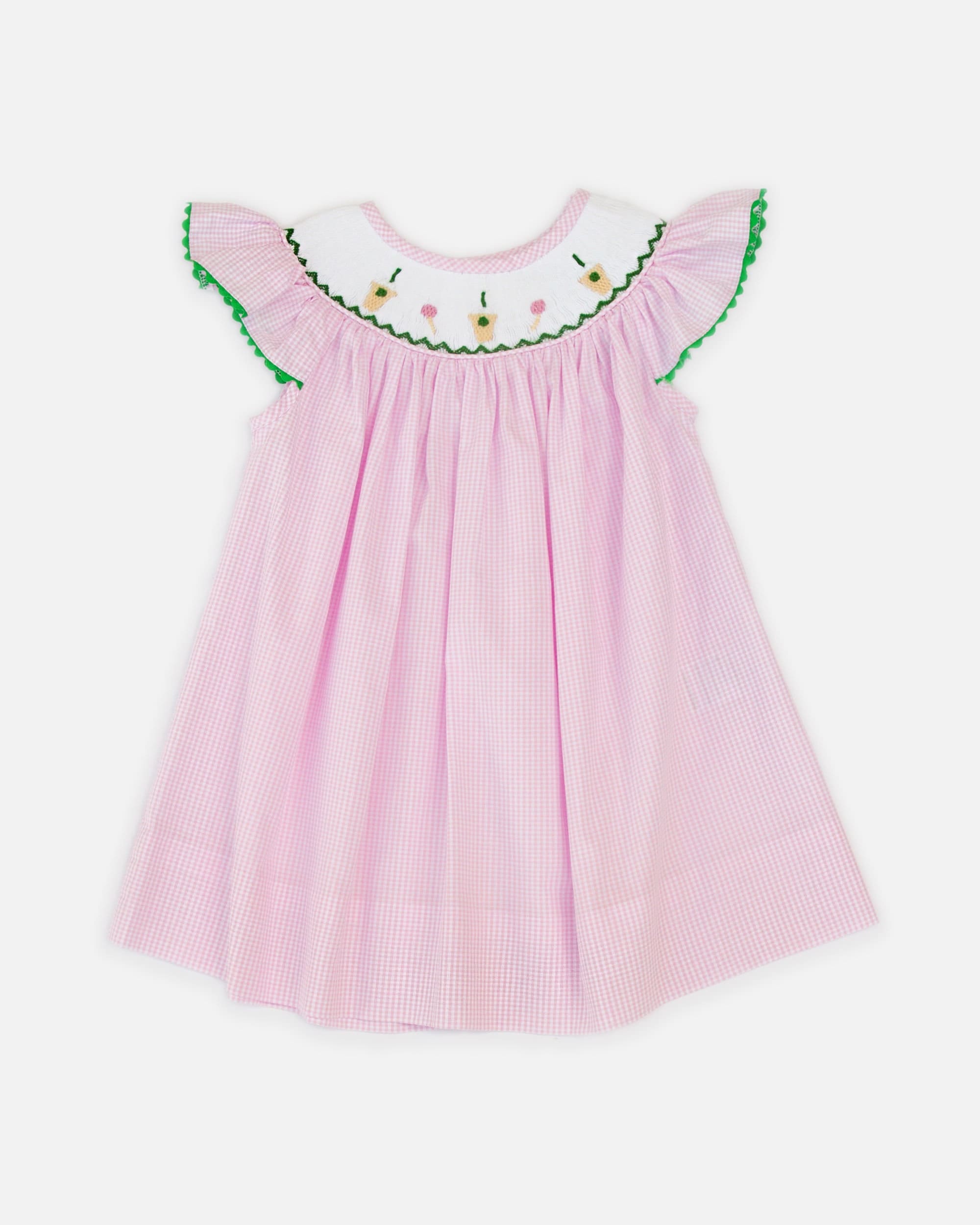Korango Classique Girl Lined Hand Smocked Dress with Collar - Pink main image 0