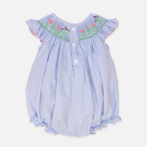The Best Dressed Child Baby / Toddler Girls Smocked Bubble - Flutter Sleeves & Side Bows - Pastel Mint Green main image 1