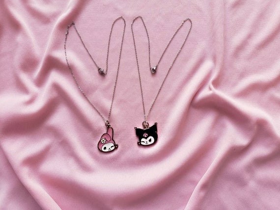 Sanrio Anime Black and White Hello Kitty Necklace Couple Pendant Cute  Cartoon KTM Best Friend Collar Chain Holiday Gift - Walmart.com