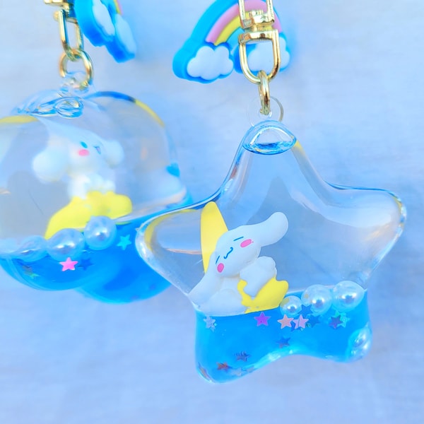 Fidget keychain Sanrio Blue Daydream Cinnamoroll | antistress anxiety liquid quicksand shaker stimming calming kawaii toy