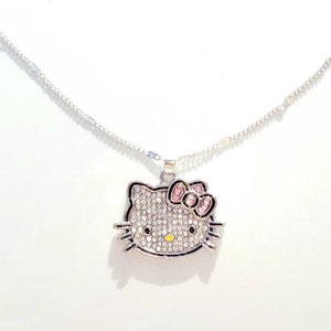 Diamante kitty y2k necklace fast shipping for gift!