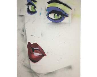 Nyx - Original Hand-Painted Large Canvas Stencil Graffiti Street Art Spray Paint Pop Art Style Painting Gallery Home Decor