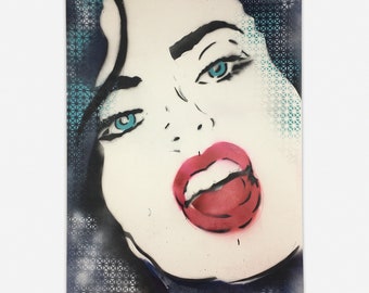 Josephine - Original Hand-Painted Large Canvas Stencil Graffiti Street Art Spray Paint Pop Art Style Painting Gallery Home Decor