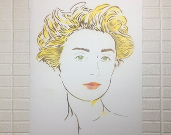 Emma Green Eyes - Original Hand-Painted Large Canvas Stencil Graffiti Street Art Spray Paint Pop Art Style Painting Gallery Home Decor