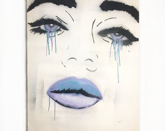 Clio - Original Hand-Painted Large Canvas Stencil Graffiti Street Art Spray Paint Pop Art Style Painting Gallery Home Decor