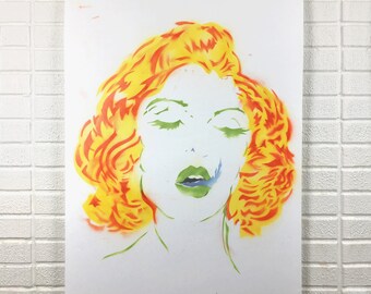 Veronica - Original Hand-Painted Large Canvas Stencil Graffiti Street Art Spray Paint Pop Art Style Painting Gallery Home Decor