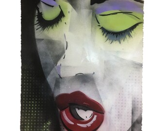 Calypso - Original Hand-Painted Large Canvas Stencil Graffiti Street Art Spray Paint Pop Art Style Painting Gallery Home Decor