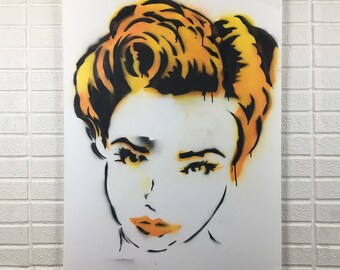 Tiger Lily - Original Hand-Painted Large Canvas Stencil Graffiti Street Art Spray Paint Pop Art Style Painting Gallery Home Decor