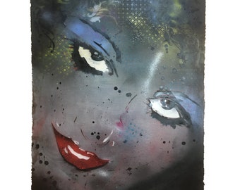 Persephone - Original Hand-Painted Large Canvas Stencil Graffiti Street Art Spray Paint Pop Art Style Painting Gallery Home Decor