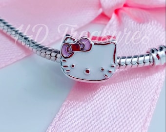 Charm Pandora bracelet compatible, Kitty Kawaii character charm S925 Sterling Silver,gift for her
