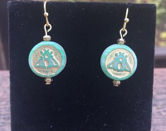 Czech glass bee bead earrings