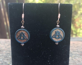 Czech glass bee bead earrings
