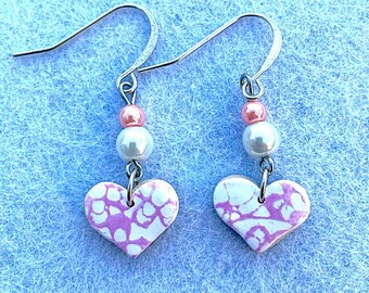 Polymer Clay and Glass Pearl Cookie Earrings