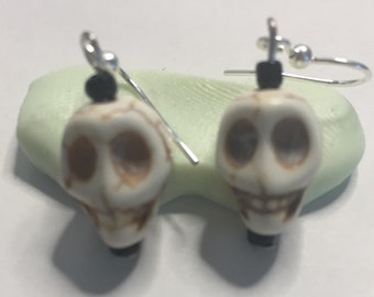 Howlite Skull Earrings