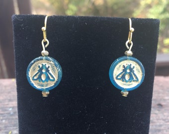 Czech glass bee bead earrings
